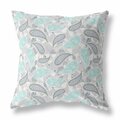 Palacedesigns 28 in. Gray & Turquoise Boho Paisley Indoor & Outdoor Throw Pillow PA3104368